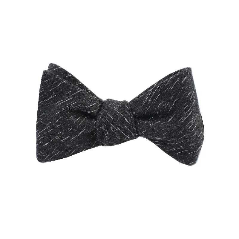 Charcoal Wool Textured Self Tie Bow Tie