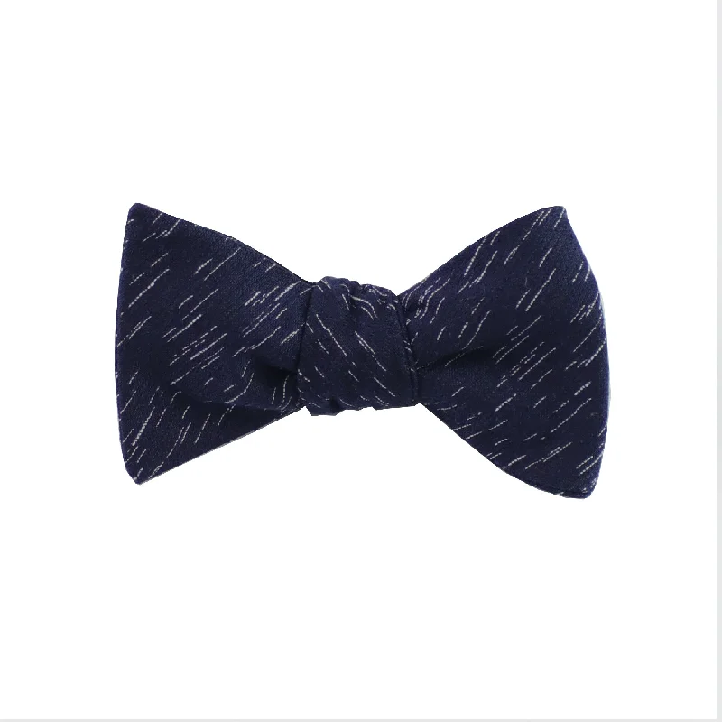 Navy Wool Textured Self Tie Bow Tie