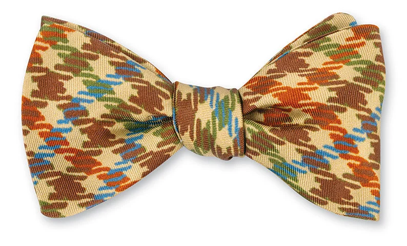 Tan Gun Club Check Bow Tie - B5571