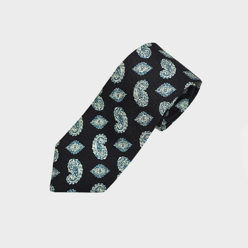 Teardop & Floret Repeat Silk Tie in Blue