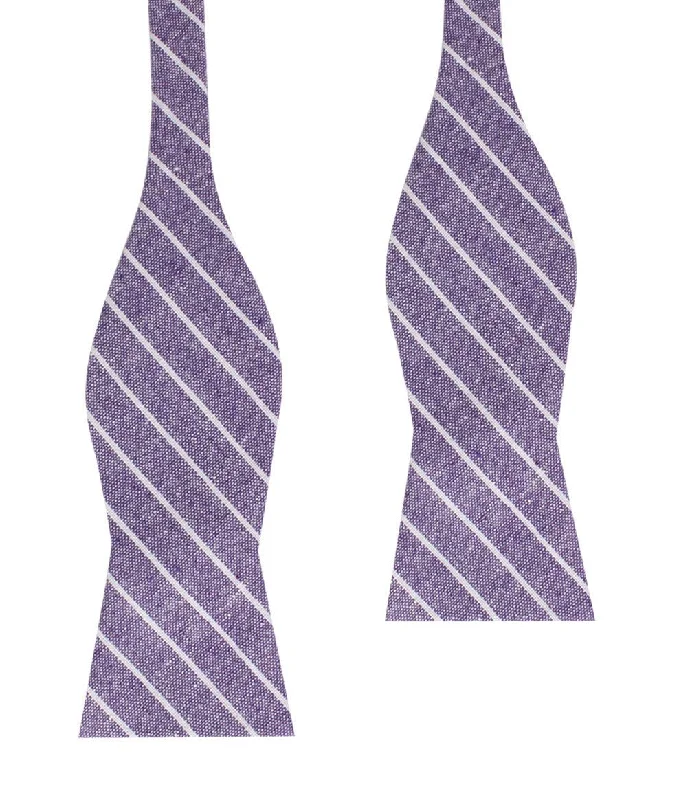 Tyrian Linen Purple Pinstripe Self Bow Tie