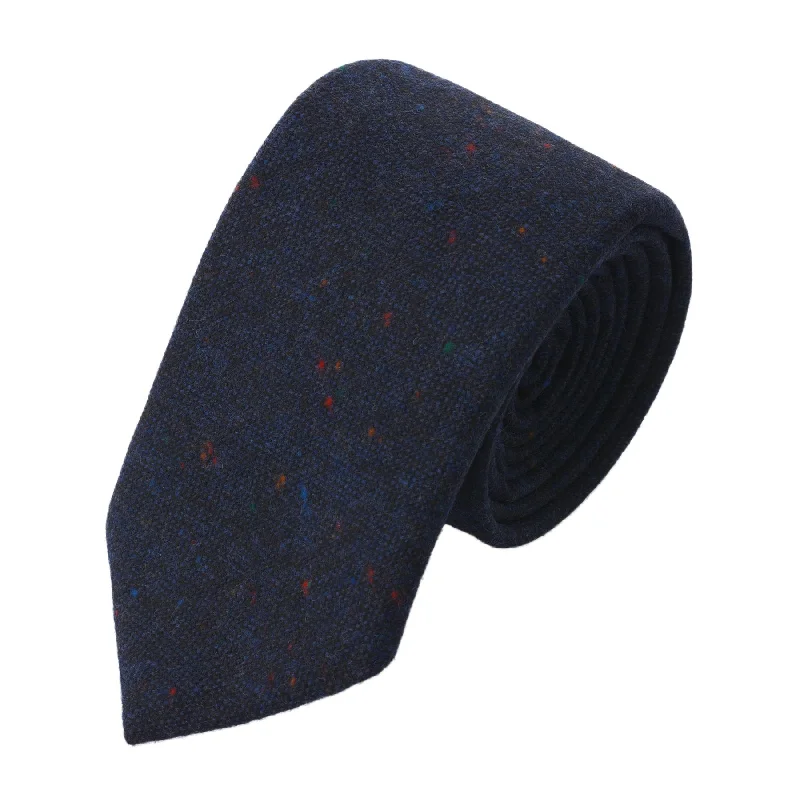 Woven Wool Polka Dot Tie in Blue Melange