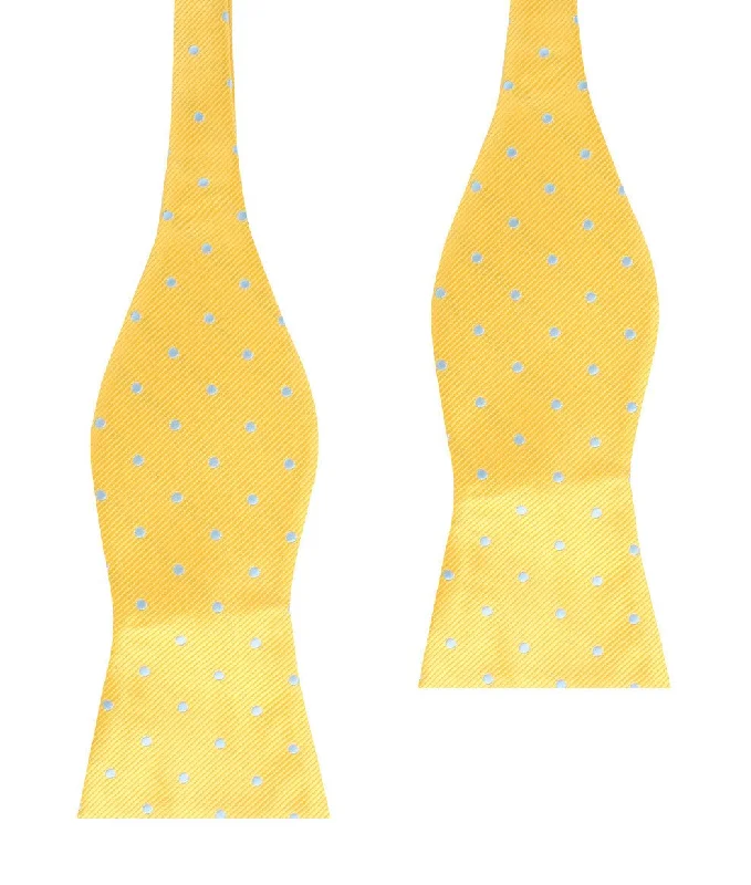 Yellow on Blue Pin Dots Self Bow Tie