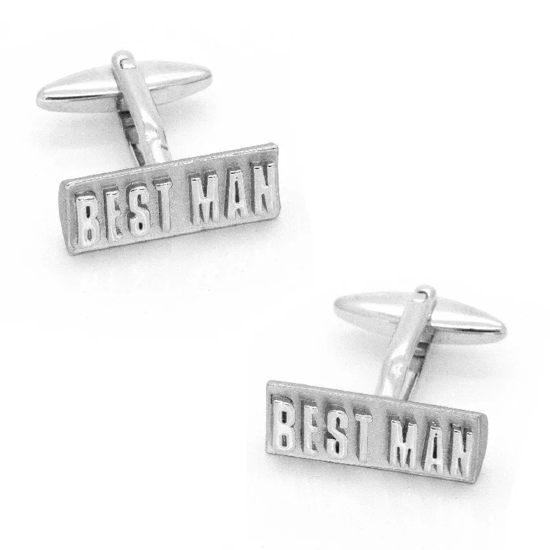 Best Man Raised Lettering Wedding Cufflinks