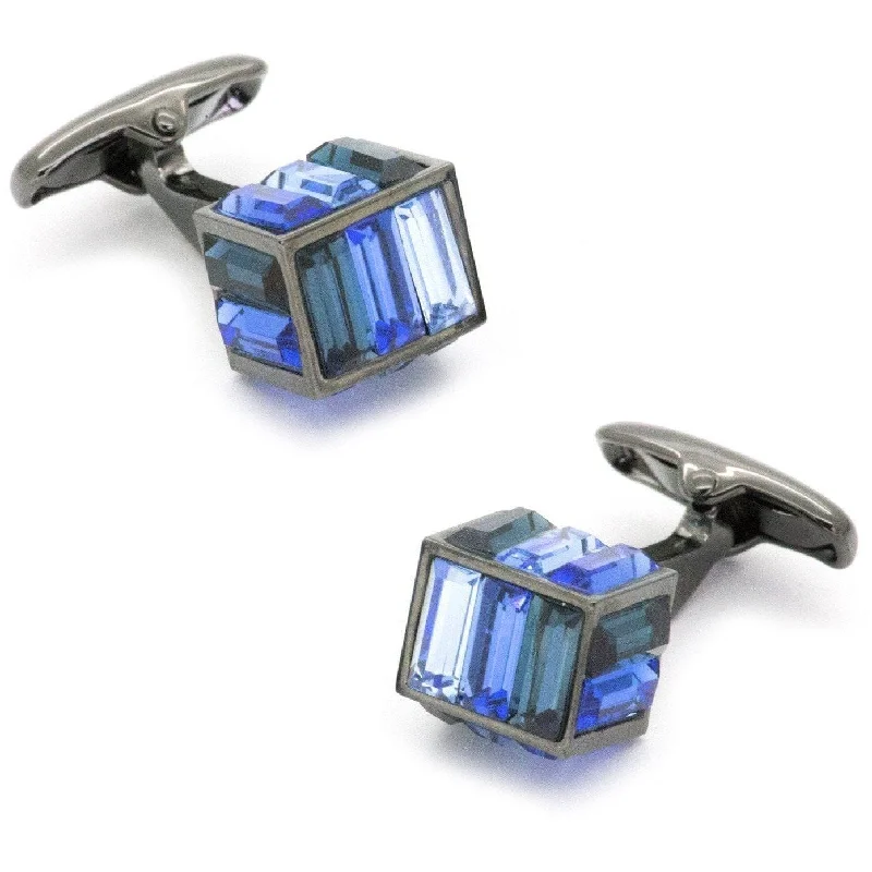 Blue Tri-Shaded Crystal Cufflinks