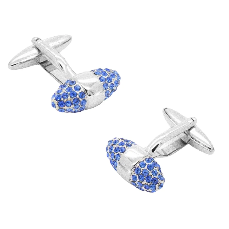 Crystal Blue Ellipsoid Cufflinks