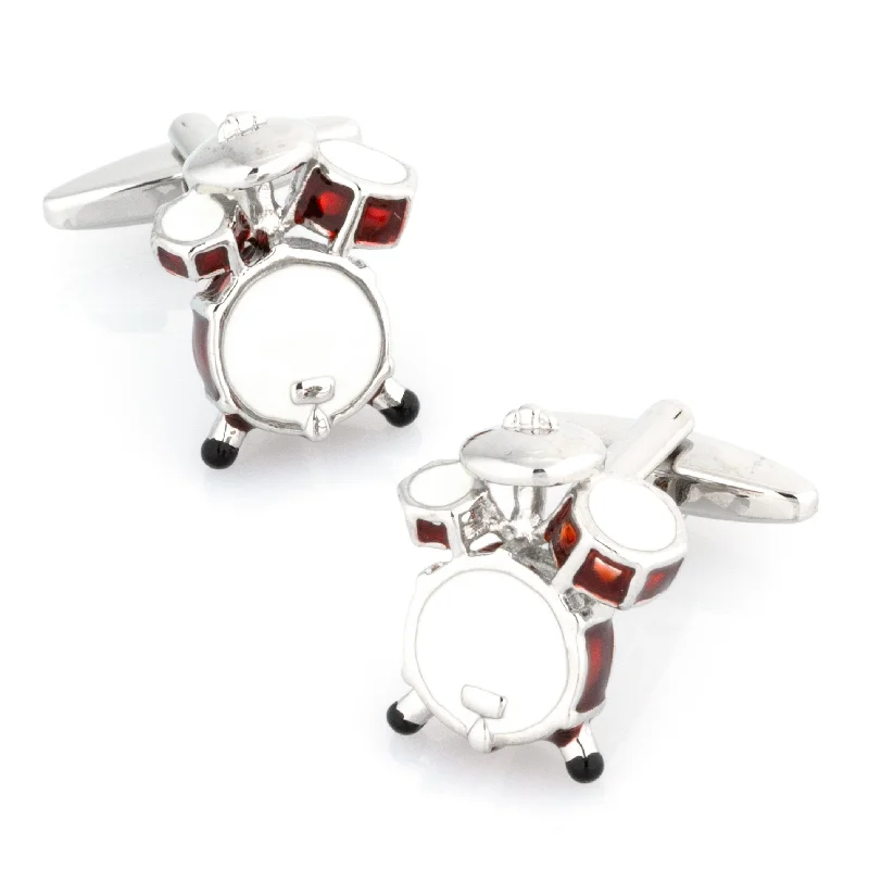 Drum Kit Cufflinks Red & White