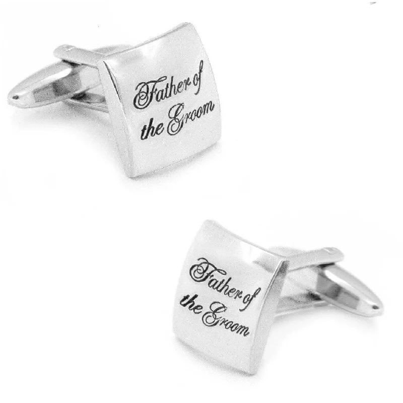 Father of the Groom Curved Wedding Silver Cufflinks