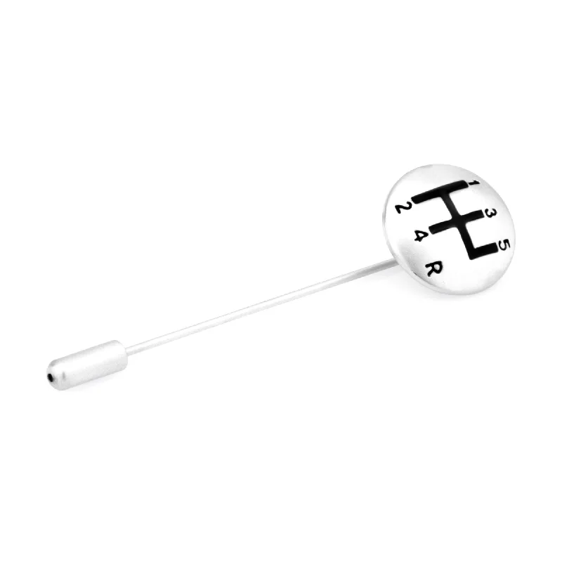 Gear Shift Stick Pin Silver