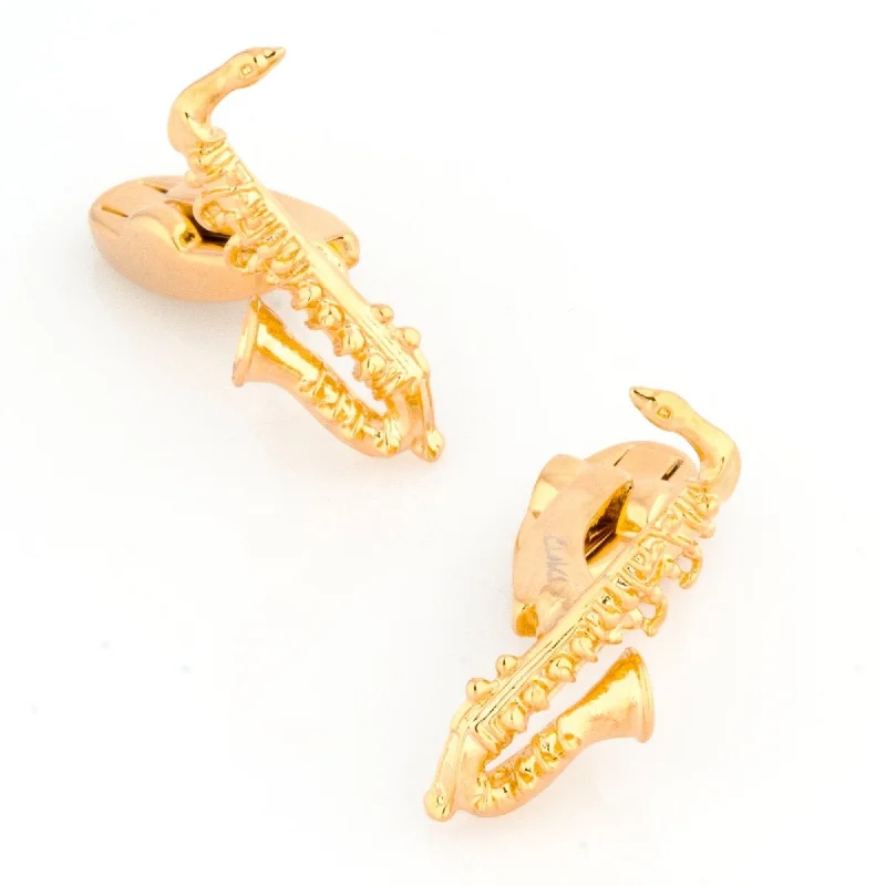 Gold Saxophone Cufflinks