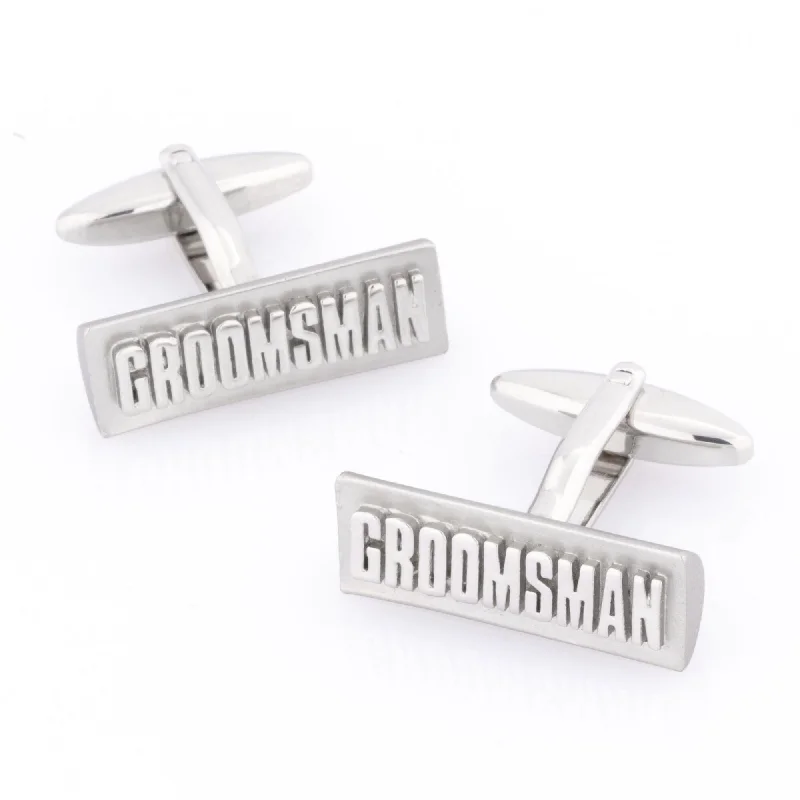 Groomsman Raised Lettering Wedding Cufflinks