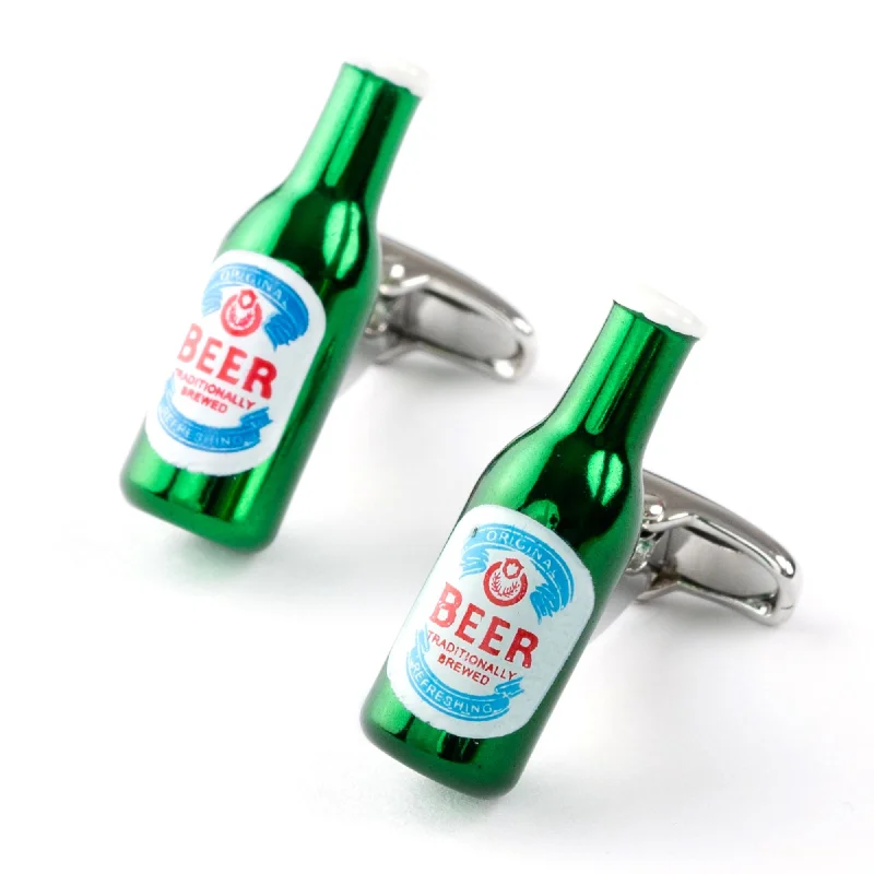 Italian Style Green Beer Bottle Cufflinks