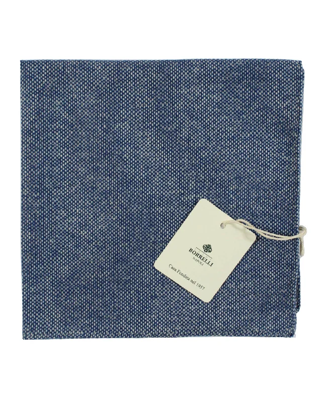 Luigi Borrelli Cashmere Pocket Square Navy Gray