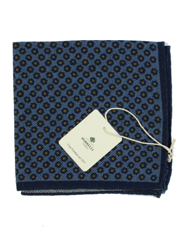 Luigi Borrelli Wool Pocket Square Dark Blue Brown SALE