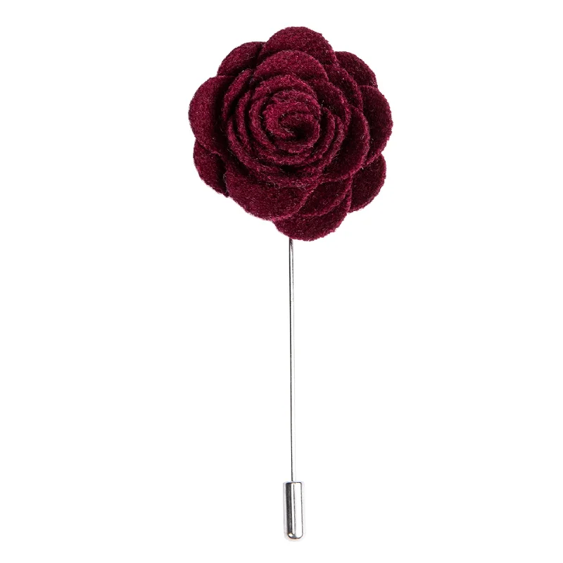 Luxury Burgundy Floral Lapel Pin