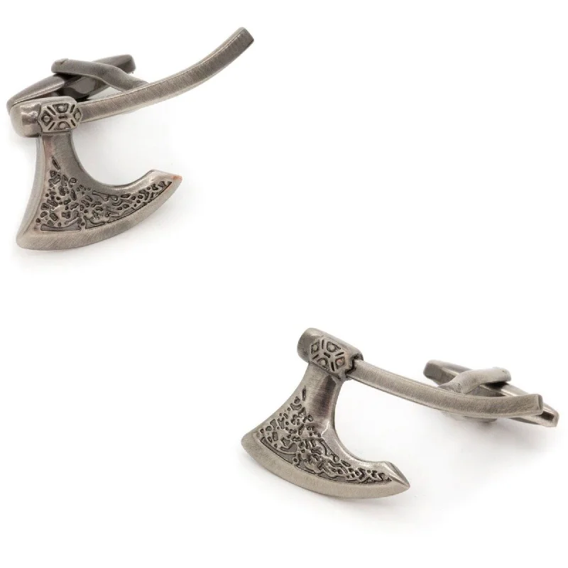 Medieval Axe Cufflinks in Burnished Silver