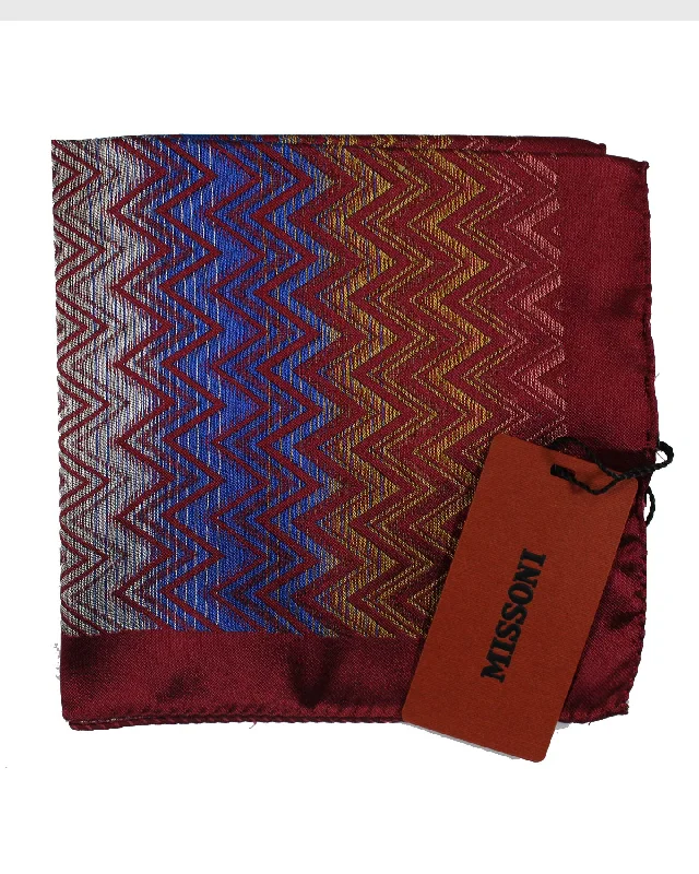 Missoni Silk Pocket Square Brown Herringbone Design