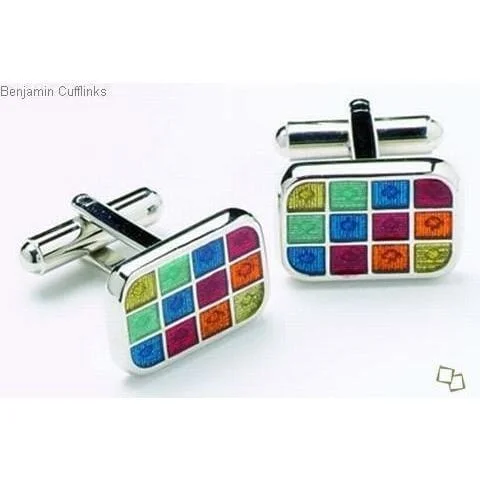 Multi-Coloured Mosaic Cufflinks