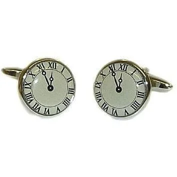 Roman Numeral Clock-Face Cufflinks