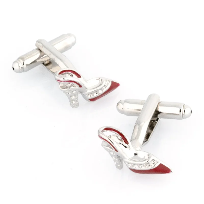 Stiletto High Heels Shoe Cufflinks Red