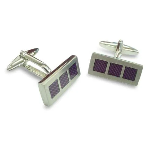 Three Square Purple Cufflinks