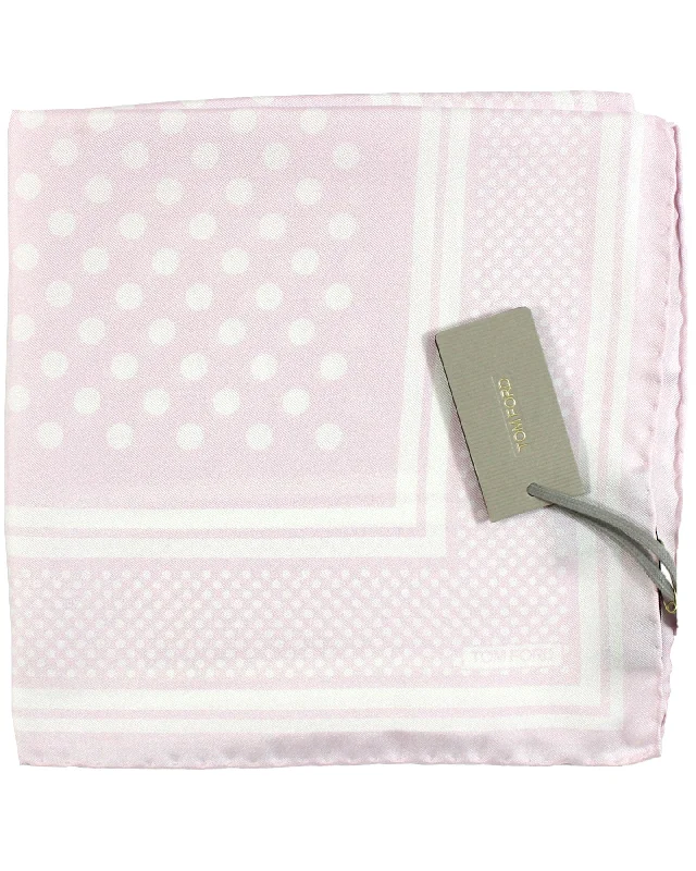 Tom Ford Silk Pocket Square Light Pink Dots Design