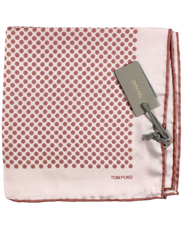 Tom Ford Silk Pocket Square Pink Dots Design SALE