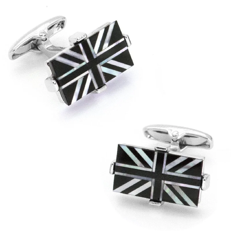 Union Jack - Flag of United Kingdom Cufflinks - Onyx & Mother of Pearl