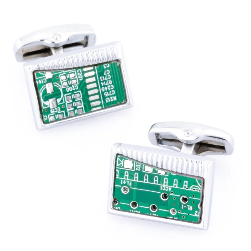 Upcycled Rectangular Circuit Board Cufflinks