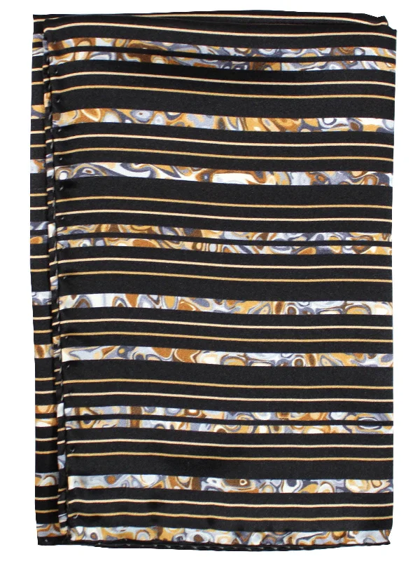 Vitaliano Pancaldi Pocket Square Black Brown Stripes SALE