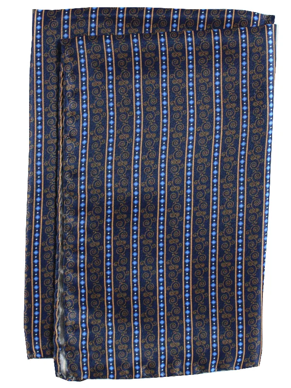 Vitaliano Pancaldi Pocket Square Dark Blue Royal Copper Stripes Ornamental SALE