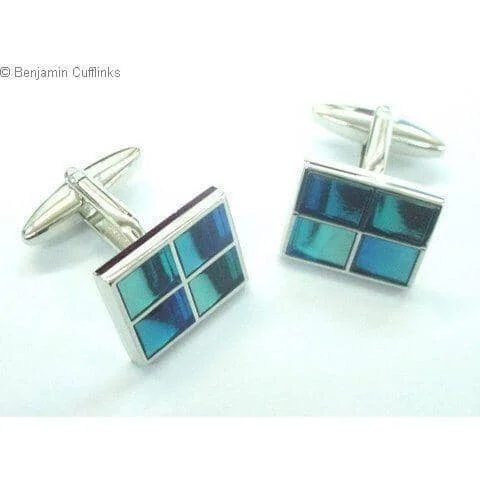 Window Pane Cufflinks Blue