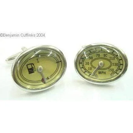 Yellow Petrol Gauge & Speedo Cufflinks