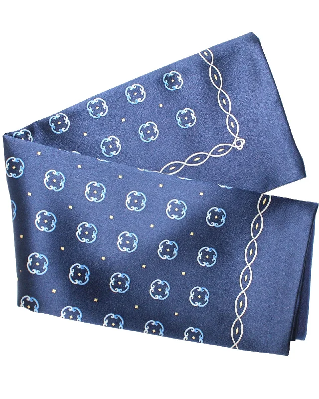 Zilli Silk Pocket Square Dark Blue Geometric Design SALE